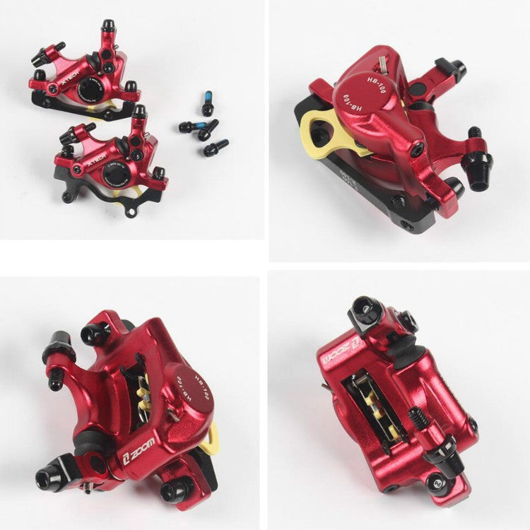 BowLift | ZOOM HB100 Mountain Bike Hydraulic Brake Caliper Folding Bike Cable Pull Hydraulic Disc Brake Caliper, Style:Front(Red)