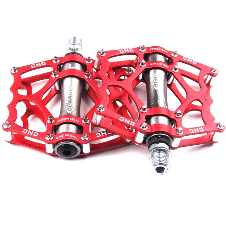 BowLift | Bicycle Pedal Mountain Bike Aluminum Alloy Palin Pedal Non-Slip Bearing Pedal (901-2 Red)