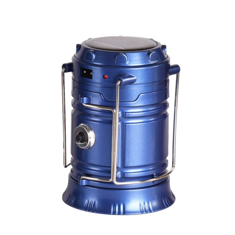 BowLift | LED Tent Light Solar Rechargeable Camping Lamp Expandable Multifunctional Lantern, Supports USB Output, EU Plug (Blue)