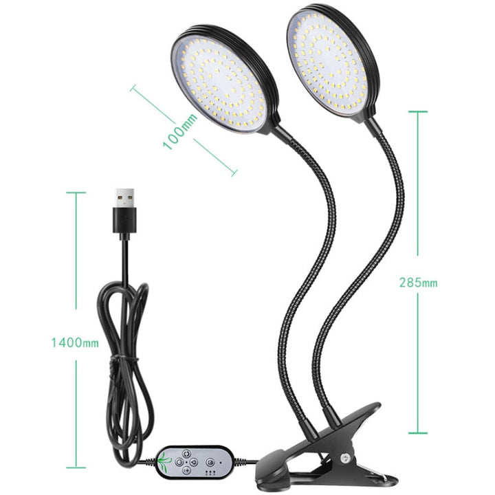 BowLift | LED Plant Growth Lamp USB Remote Control Clip Waterproof Full Spectrum Natural White Seedling Plant Light, Power: 45W Three Heads