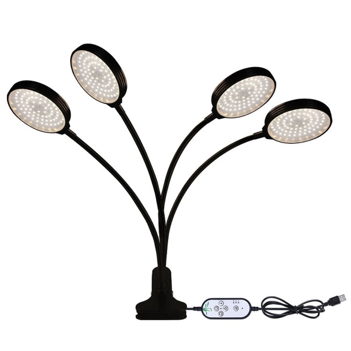 BowLift | LED Plant Growth Lamps USB Remote Control Clip Waterproof Full Spectrum Natural White Seedling Plant Light, Power: 60W Four Head