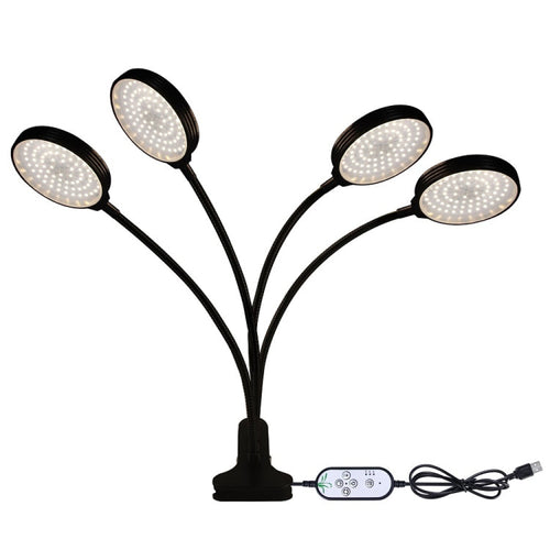 BowLift | LED Plant Growth Lamps USB Remote Control Clip Waterproof Full Spectrum Natural White Seedling Plant Light, Power: 60W Four Head