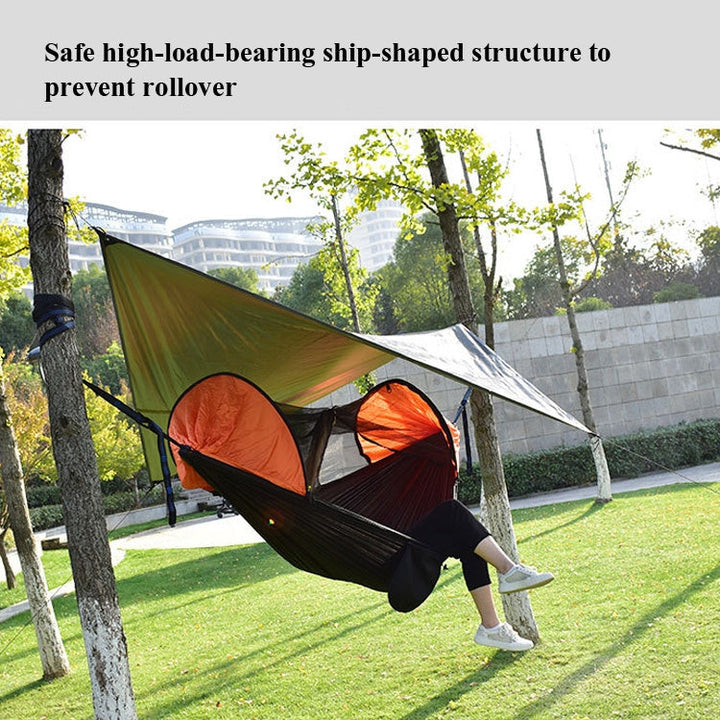 BowLift | Strut-Mosquito-Net-Hammock Diamond-Sunshade-Set Outdoor Camping Automatic Quick-Open Anti-Mosquito-Hammock-Shelter-Set (Army Green)