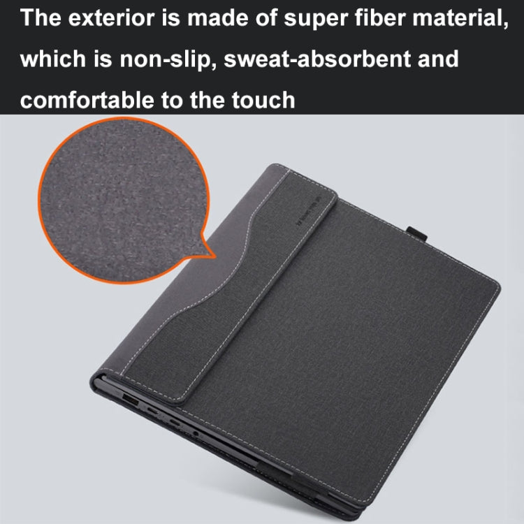 BowLift | For Samsung Galaxy Book 4 360 15.6 Inch Leather Laptop Anti-Fall Protective Case with Stand (Black)