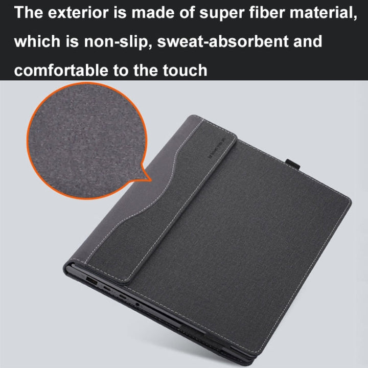 BowLift | For Samsung Galaxy Book 4 360 15.6 Inch Leather Laptop Anti-Fall Protective Case with Stand (Black)