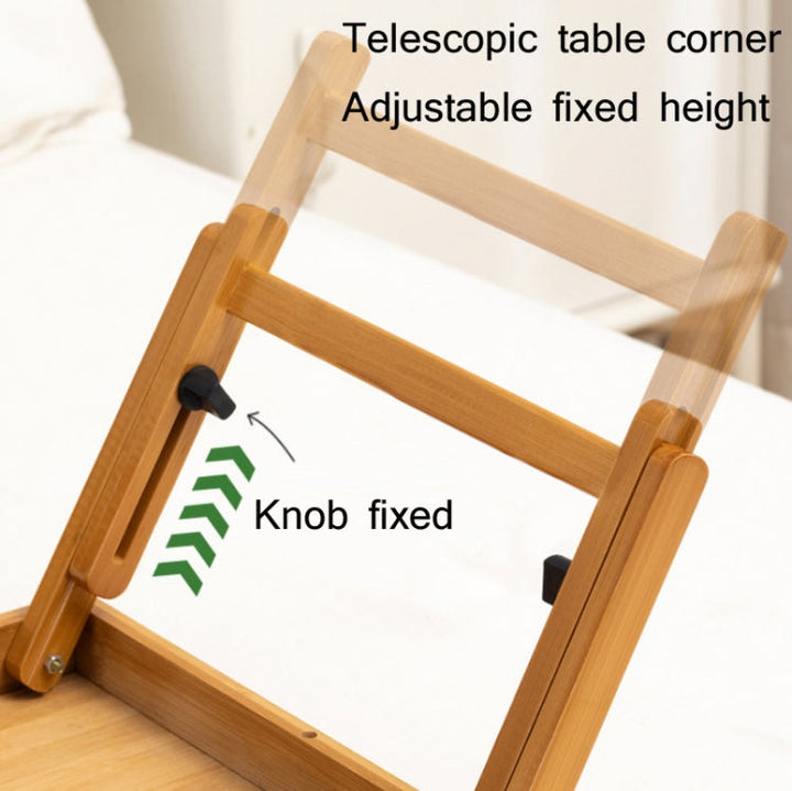 BowLift | 741ZDDNZ Bed Use Foldable Height Adjustable Laptop Desk Dormitory Study Desk, Specification: Classic Tea Color 88cm Thick Bamboo