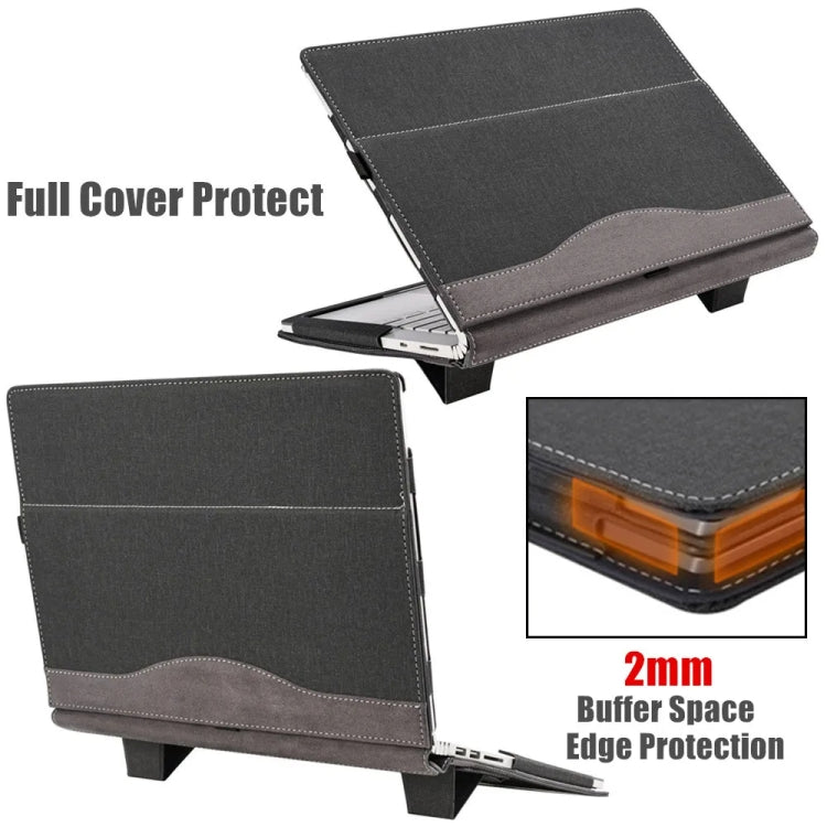 BowLift | For Samsung Galaxy Book Pro 13.3 Inch Leather Laptop Anti-Fall Protective Case with Stand (Black)