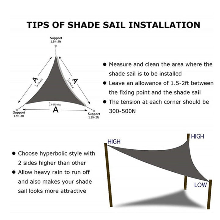 BowLift | Triangular Outdoor Garden Sun Sail waterproof UV-resistant, size: 3m x 4m x 5m (Beige)