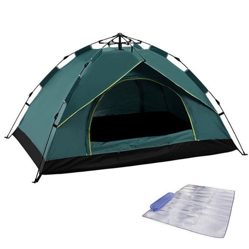 BowLift | TC-014 Outdoor Beach Travel Camping Automatic Spring Multi-Person Tent For 3-4 Persons (Green+Mat)