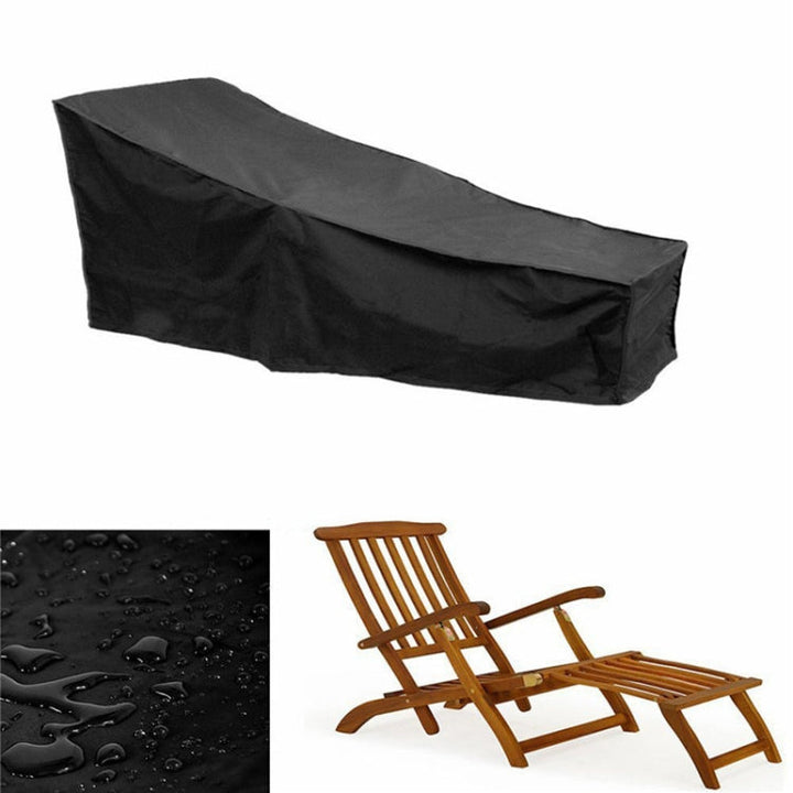 BowLift | Outdoor Beach Chair Dustproof and Waterproof Cover Rocking Chair Furniture Protective Cover, Size: 210x75x80cm (Black+Silver)