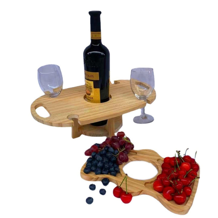 BowLift | Outdoor Picnic Table Wood Folding Wine Cooler (Wood Color)