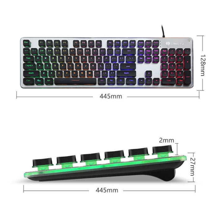 BowLift | LANGTU L1 104 Keys USB Home Office Film Illuminated Wired Keyboard, Cable Length: 1.6 m (Ice Blue Light Black)