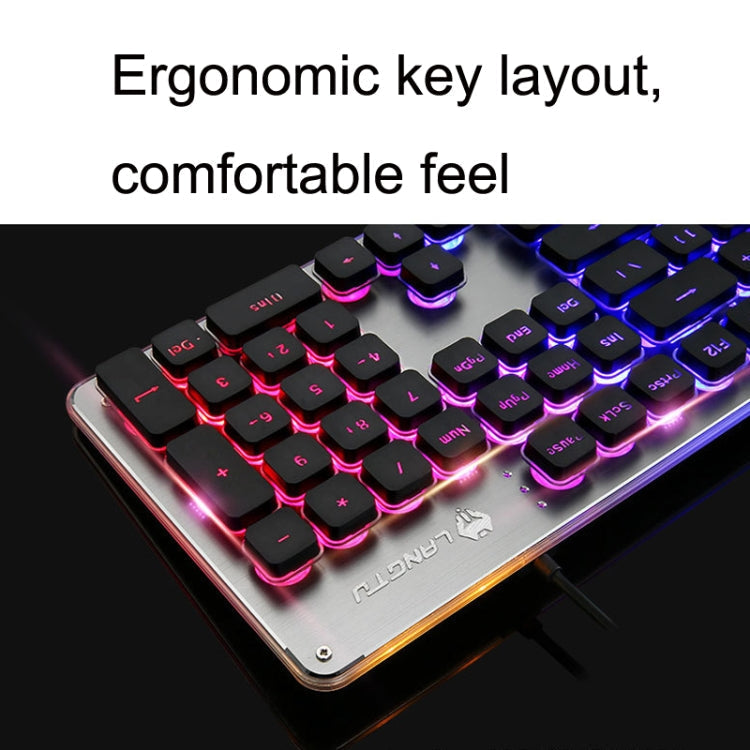 BowLift | LANGTU L1 104 Keys USB Home Office Film Illuminated Wired Keyboard, Cable Length: 1.6 m (Ice Blue Light Black)