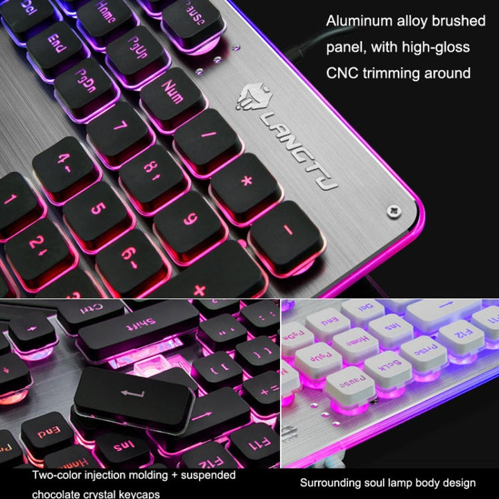BowLift | LANGTU L1 104 Keys USB Home Office Film Illuminated Wired Keyboard, Cable Length: 1.6 m (Ice Blue Light Black)