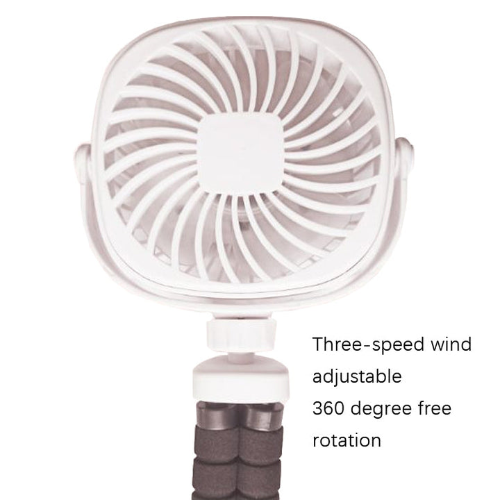 Octopus Stroller Deformation Fan Desktop Portable Handheld USB Small Fan, Colour: 1200mAh White | Bowlift