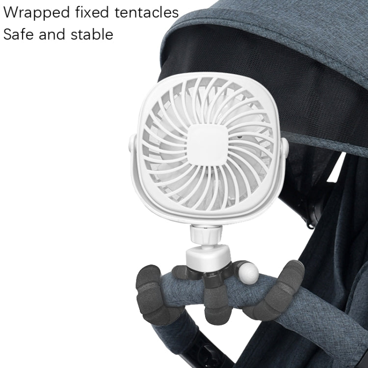 Octopus Stroller Deformation Fan Desktop Portable Handheld USB Small Fan, Colour: 1200mAh White | Bowlift