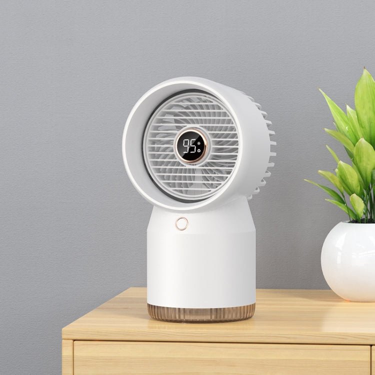 Spray Humidified LED Digital Display Office Home Fan, Style: 3600mAh Rechargeable(White) | Bowlift