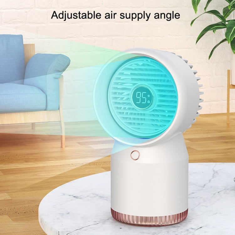 Spray Humidified LED Digital Display Office Home Fan, Style: 3600mAh Rechargeable(White) | Bowlift