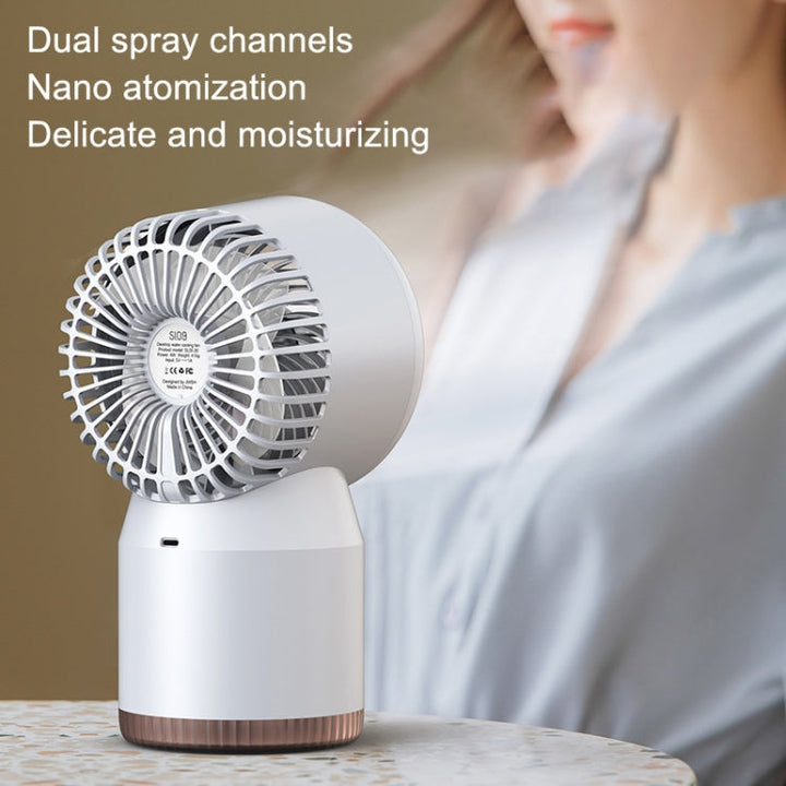 Spray Humidified LED Digital Display Office Home Fan, Style: 3600mAh Rechargeable(White) | Bowlift