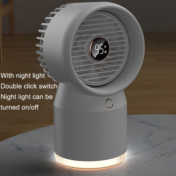 Spray Humidified LED Digital Display Office Home Fan, Style: 3600mAh Rechargeable(White) | Bowlift