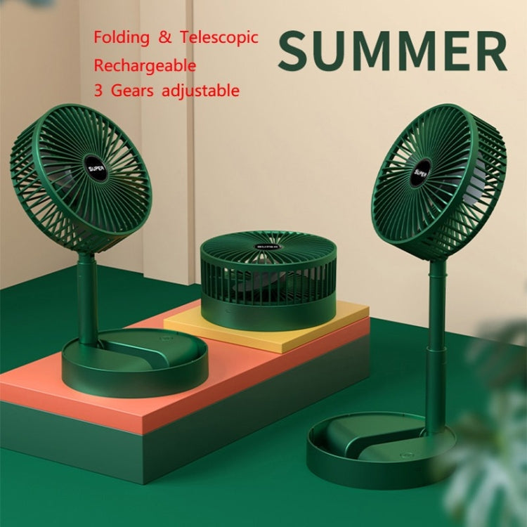 Portable Folding Fan  Retractable Floor Standing Fan,Style: Rechargeable (Green) | Bowlift