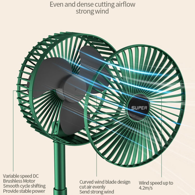 Portable Folding Fan  Retractable Floor Standing Fan,Style: Rechargeable (Green) | Bowlift