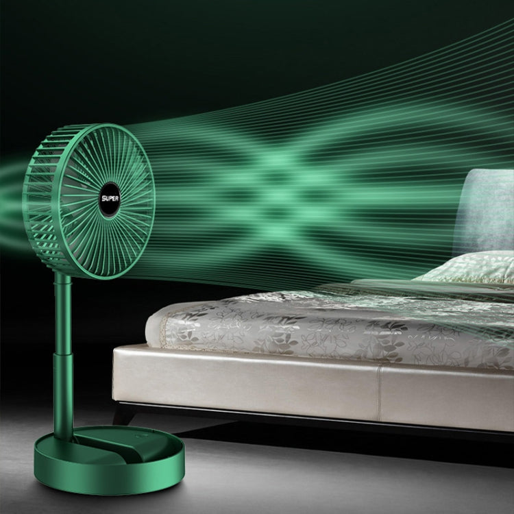 Portable Folding Fan  Retractable Floor Standing Fan,Style: Rechargeable (Green) | Bowlift