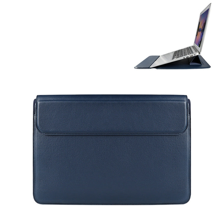 BowLift | PU08DZ Leather Laptop Interior Compartment Bag with Stand Function, Size: 14.1-15.4 Inches (Sapphire Blue)