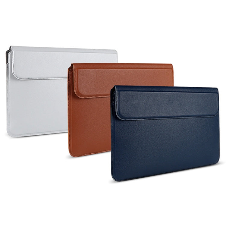 BowLift | PU08DZ Leather Laptop Interior Compartment Bag with Stand Function, Size: 14.1-15.4 Inches (Sapphire Blue)