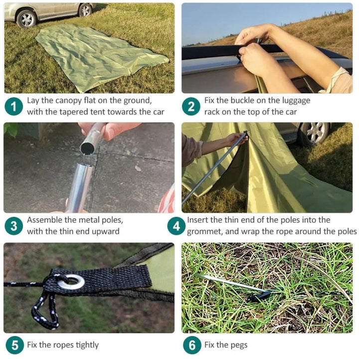 BowLift | Outdoor Picnic Camping Tent Beside The Car Waterproof Sunshade 200x440cm (Dark Gray)