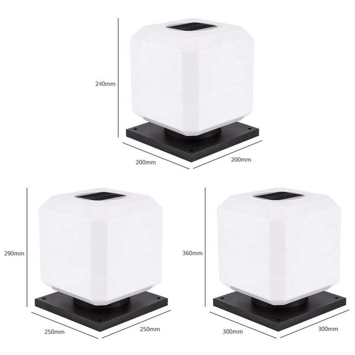 BowLift | 003 Solar Square Outdoor Post Light LED Waterproof Wall Lights, Size: 20 cm (Tricolor Light)