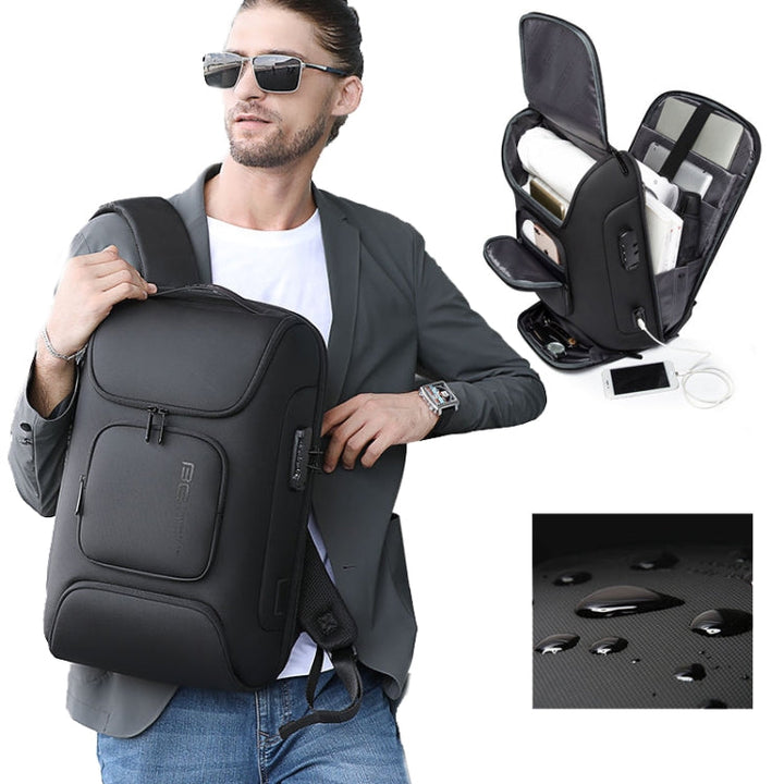 BowLift | BANGE BG-7216plus Theft Protection Waterproof Travel Men's Backpack 15.6 Inch Laptop Bag (Black)