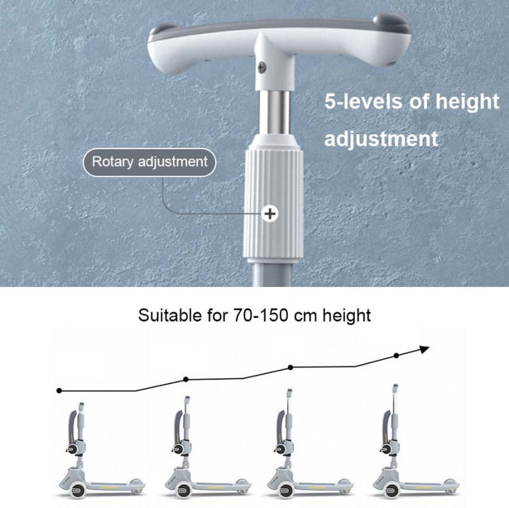 BowLift | MIJIAQI 01 3 In 1 Multifunctional Foldable Kids Scooter with Music and Lights, Specification: White Seat