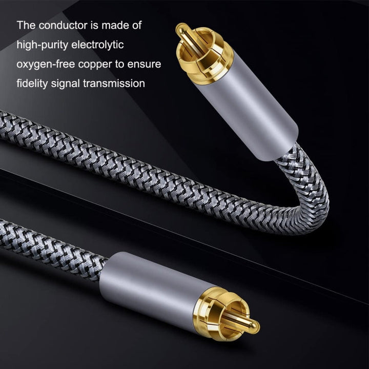 BowLift | 10m Pure Copper RCA Coaxial HIFI Digital Audio Cable SPDIF Subwoofer Speaker Cable (Silver Gray)