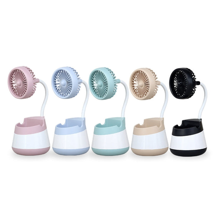276A USB Charging Desktop Pen Holder Fan with Phone Holder Function Dormitory Portable Fan(Pink) | Bowlift