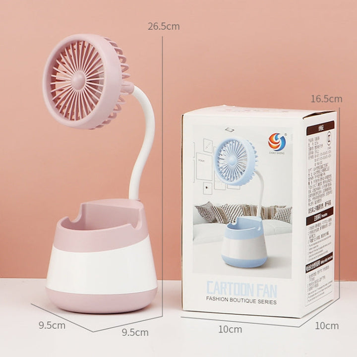 276A USB Charging Desktop Pen Holder Fan with Phone Holder Function Dormitory Portable Fan(Pink) | Bowlift