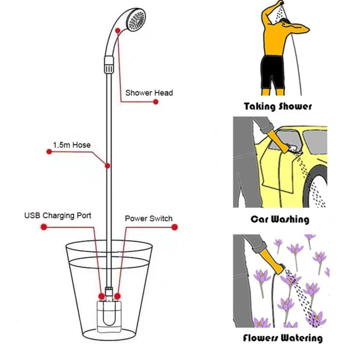 BowLift | KE-801 Outdoor Electric Shower Camping Rechargeable Portable Showerhead