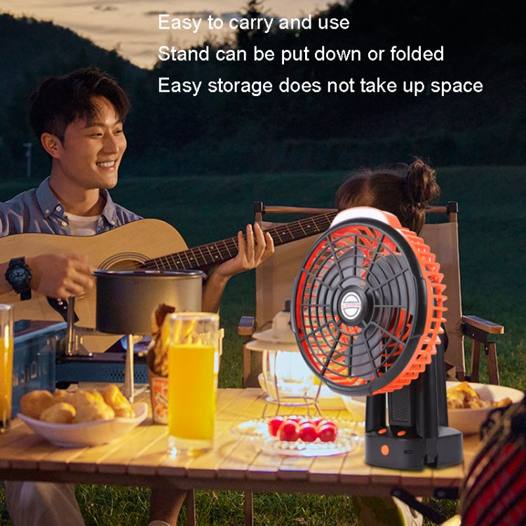 Outdoor Camping USB Charging Fan Tent Swing Head Fan With Tripod LED Light(Black) | Bowlift