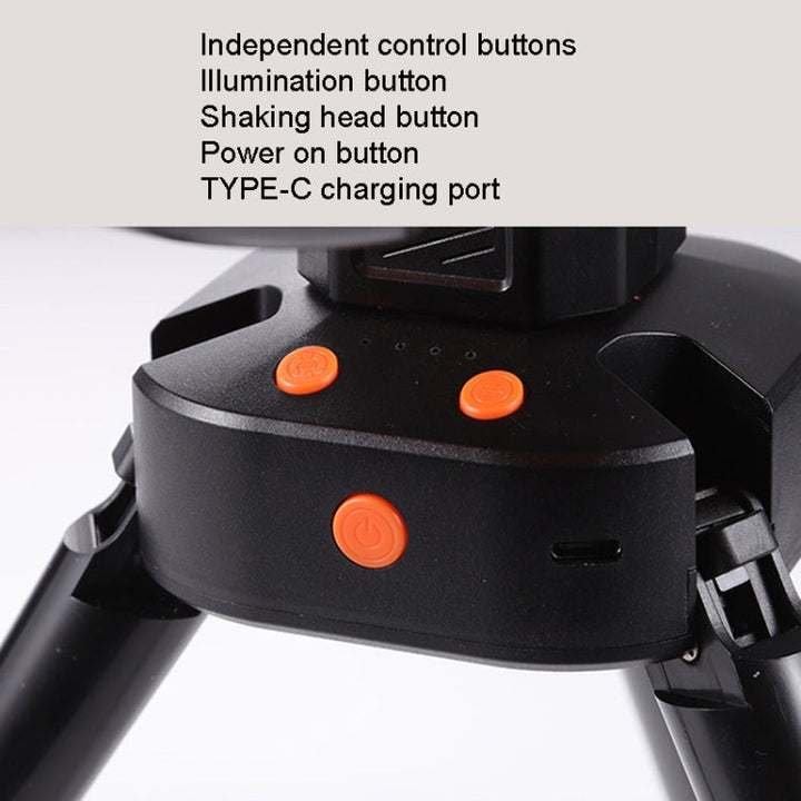 Outdoor Camping USB Charging Fan Tent Swing Head Fan With Tripod LED Light(Black) | Bowlift