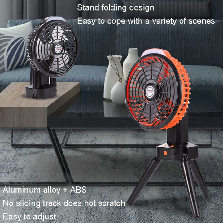 Outdoor Camping USB Charging Fan Tent Swing Head Fan With Tripod LED Light(Black) | Bowlift