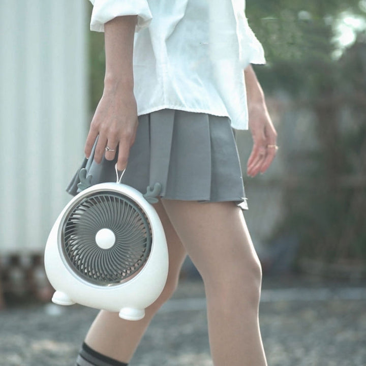 Dormitory Portable Animal Ear Desktop Electric Fan, Style: Charging Version Pink | Bowlift
