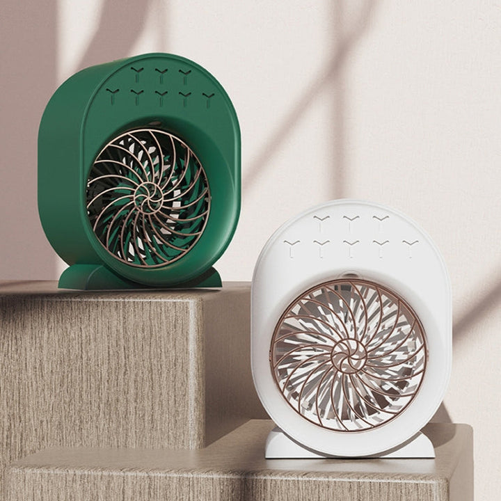 USB Spray Humidification Air Conditioning Fan Small Portable Desktop Air Cooler, Style: Charging (Green) | Bowlift