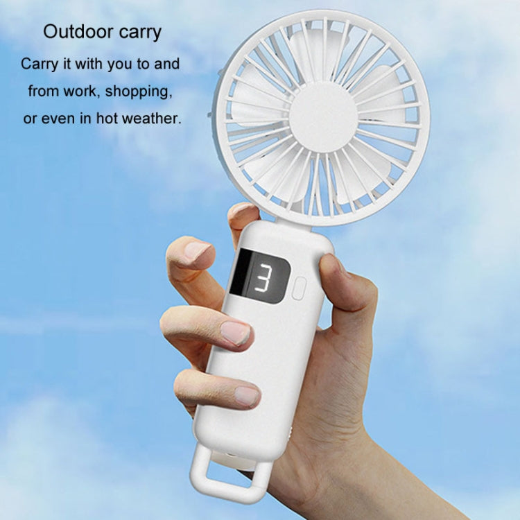 Portable Digital Display Hanging Neck Mute Small Fan USB Charging Handheld Foldable Fan(Blue) | Bowlift