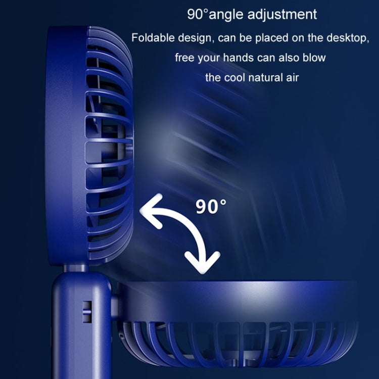 Portable Digital Display Hanging Neck Mute Small Fan USB Charging Handheld Foldable Fan(Blue) | Bowlift