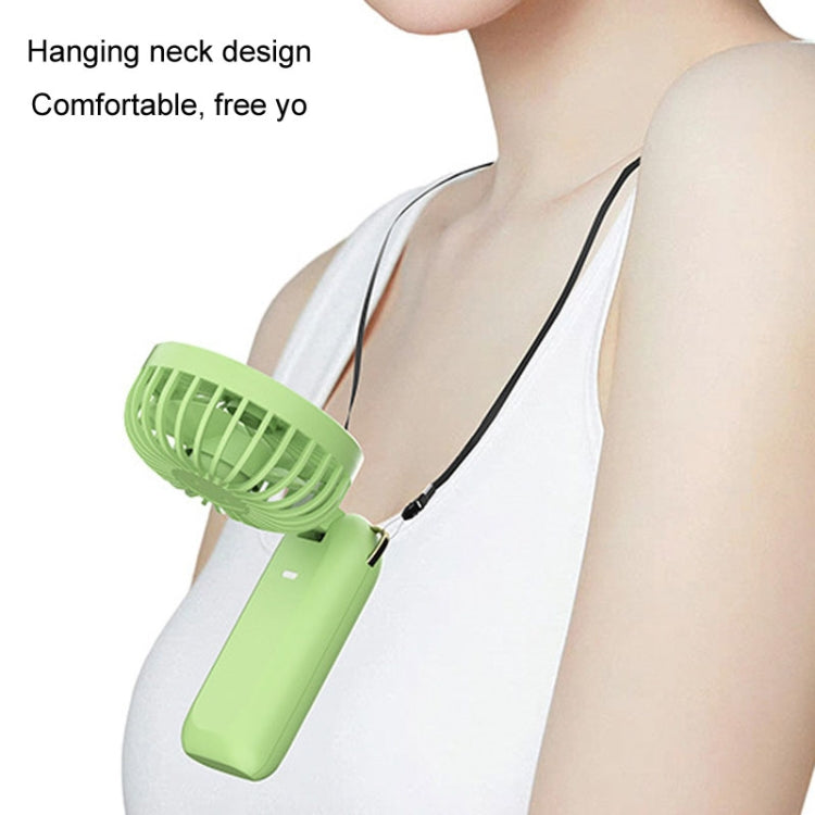 Foldable Digital Display USB Charging Fan Handheld Mute Hanging Neck Outdoor Small Fan(Blue) | Bowlift