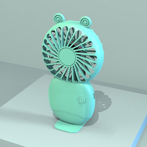 Summer Cartoon Pocket Handheld Stand Fan Rechargeable Silent Mini Fan(Green) | Bowlift