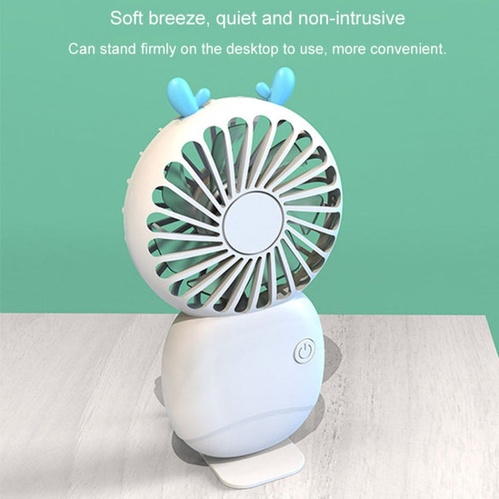 Summer Cartoon Pocket Handheld Stand Fan Rechargeable Silent Mini Fan(Green) | Bowlift
