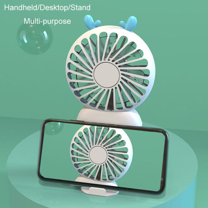 Summer Cartoon Pocket Handheld Stand Fan Rechargeable Silent Mini Fan(Green) | Bowlift