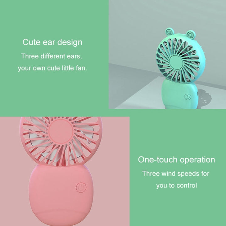 Summer Cartoon Pocket Handheld Stand Fan Rechargeable Silent Mini Fan(Green) | Bowlift