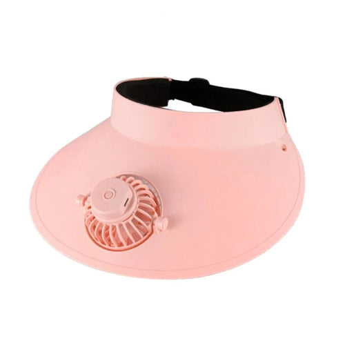 Summer Outdoor Sun Protection Adjustable Rotating Fan Sun Hat(Pink) | Bowlift